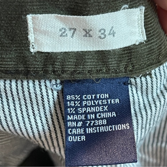 Madewell Pants Womens Size 27 x 34 Olive Green Skinny Stretch Corduroy Low Rise - Picture 8 of 8